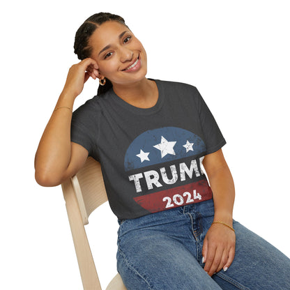 Trump 2024 Retro Campaign Button Re Elect President Trump T-Shirt For Men Women T-Shirt