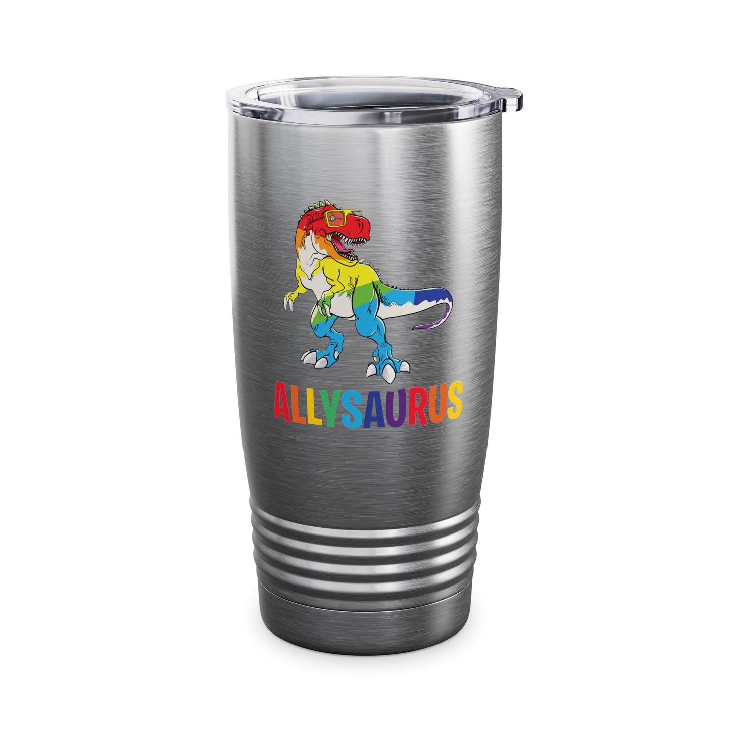 Allysaurus Dinosaur In Rainbow Flag For Ally LGBT Pride Gift Tumbler