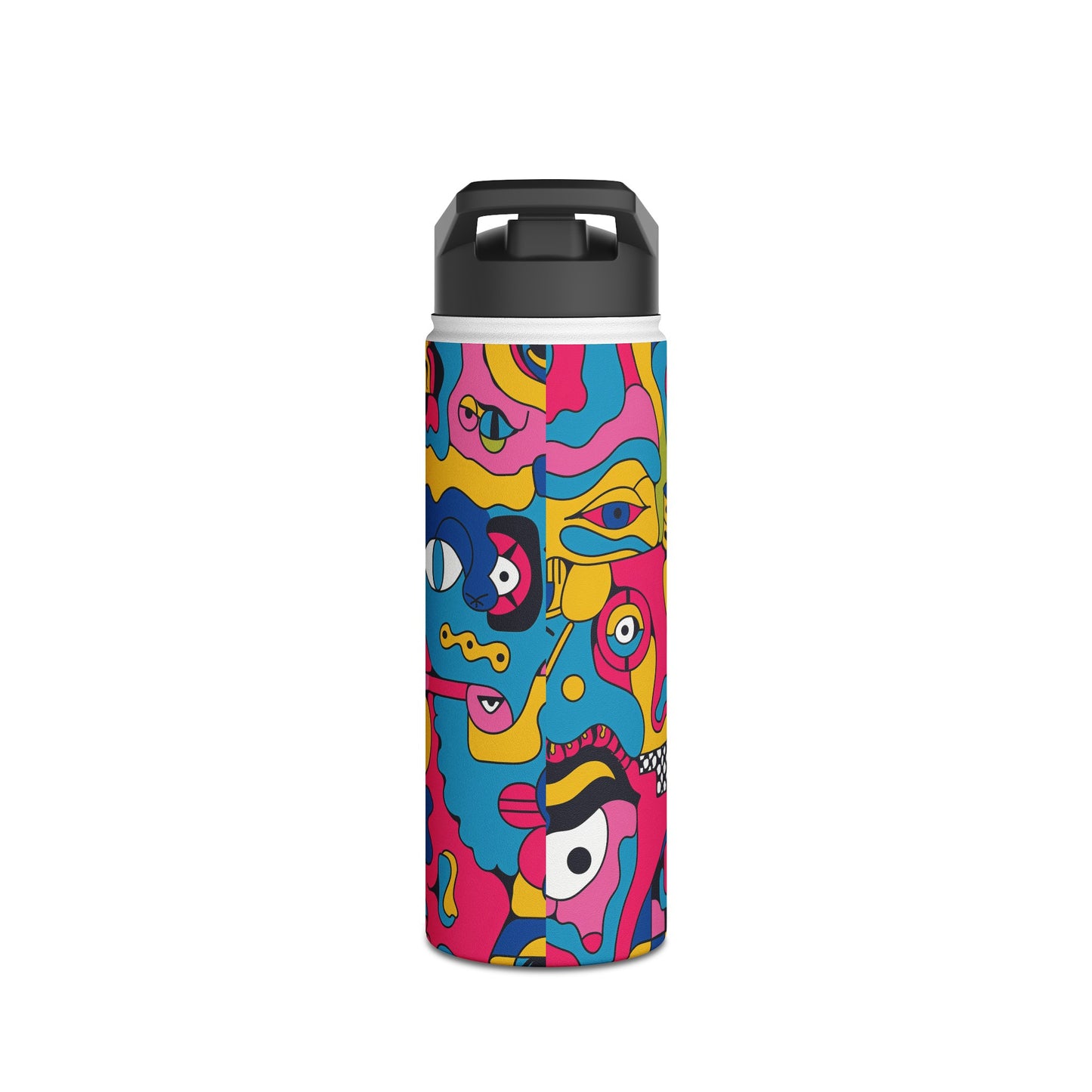 Pop Culture Fun Pattern Stainless Steel Water Bottle with Twist-on Lid and Double-Wall Vacuum Insulation