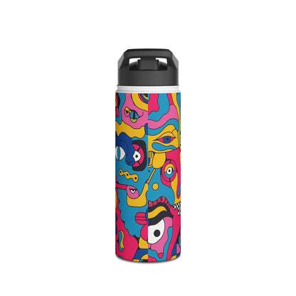 Pop Culture Fun Pattern Stainless Steel Water Bottle with Twist-on Lid and Double-Wall Vacuum Insulation