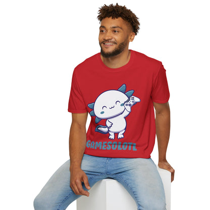 Funny Gamesolotl Gamer Axolotl Fish Playing Video Games Lizard Gaming T-Shirt Men Women