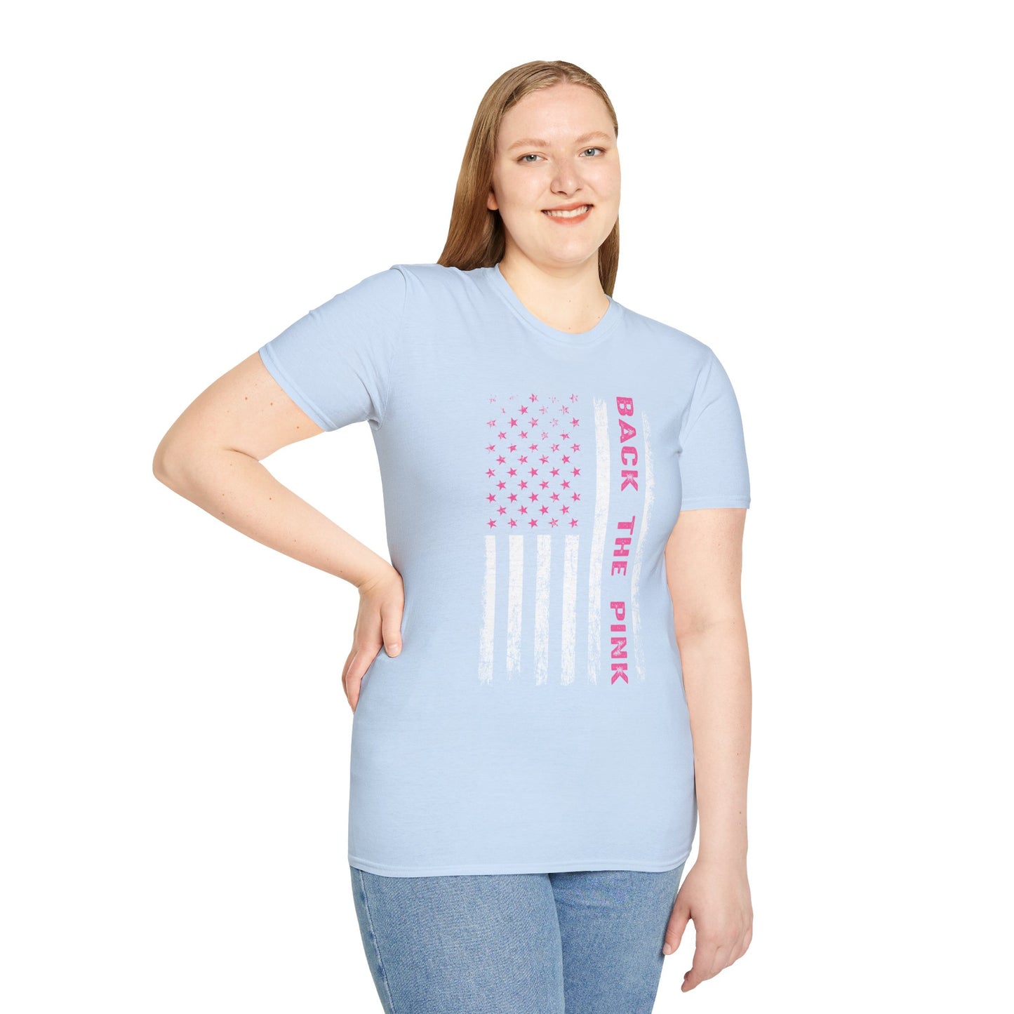 Back The Pink USA Flag Pink Breast Cancer Awareness October Tshirt