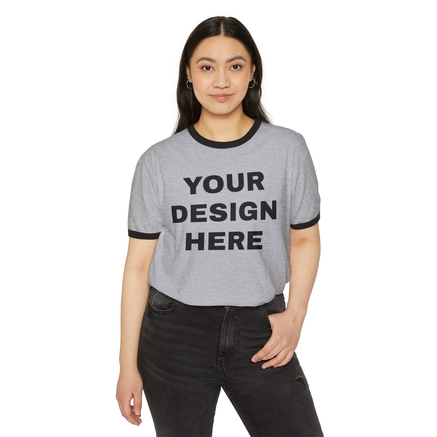 Custom Text Personalized Your Design on T-Shirt Unisex Cotton Ringer T-Shirt For Men Women