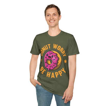 Funny Donut Worry Be Happy Foodie Donut Lovers T-Shirt For Men Women T-Shirt