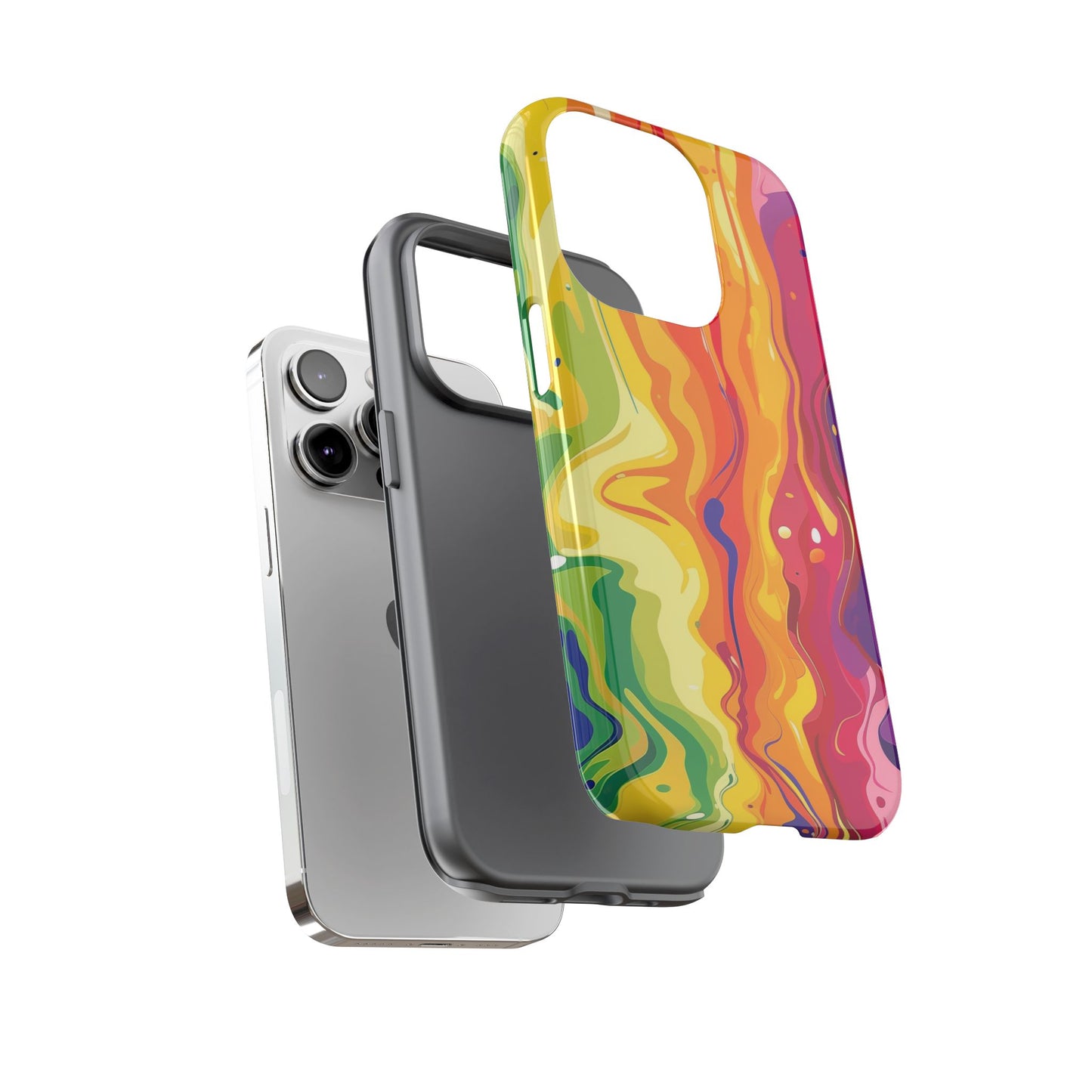 Rainbow Splash Vibrant iPhone 13 14 15 16 Pro Max Plus Case Wireless Charging Compatible Tough Cases Protection, Magnetic Phone Case for iPhone Classic Series