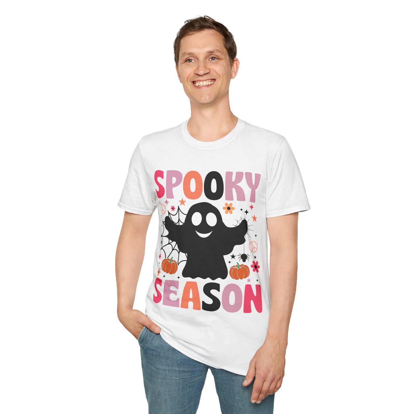 Groovy Spooky Season Cute Ghost Pumpkin Halloween T-Shirt For Men Women Kids