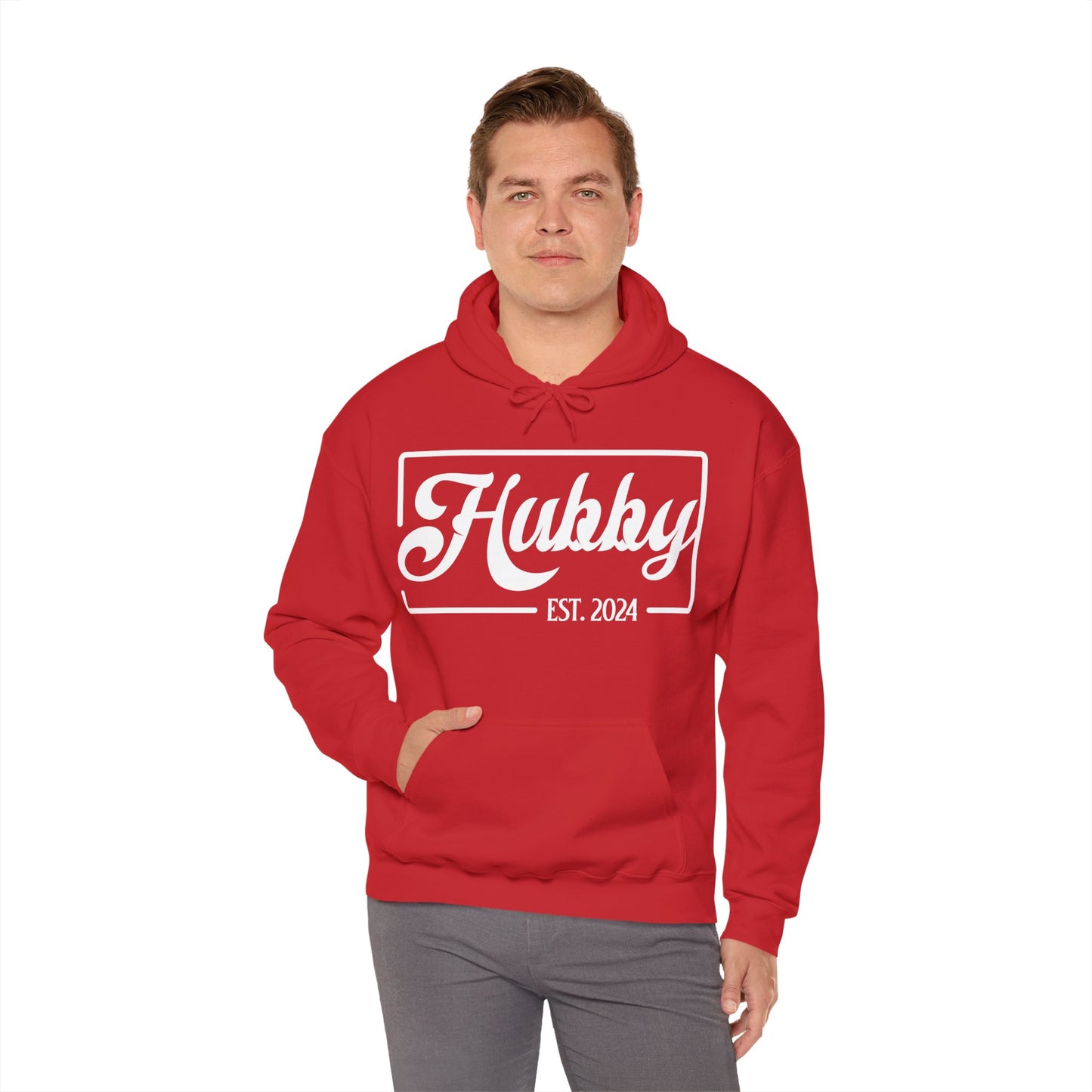 Hubby Est 2024 Just Married Honeymoon Wedding Couples Hoodie For Men Hoodie