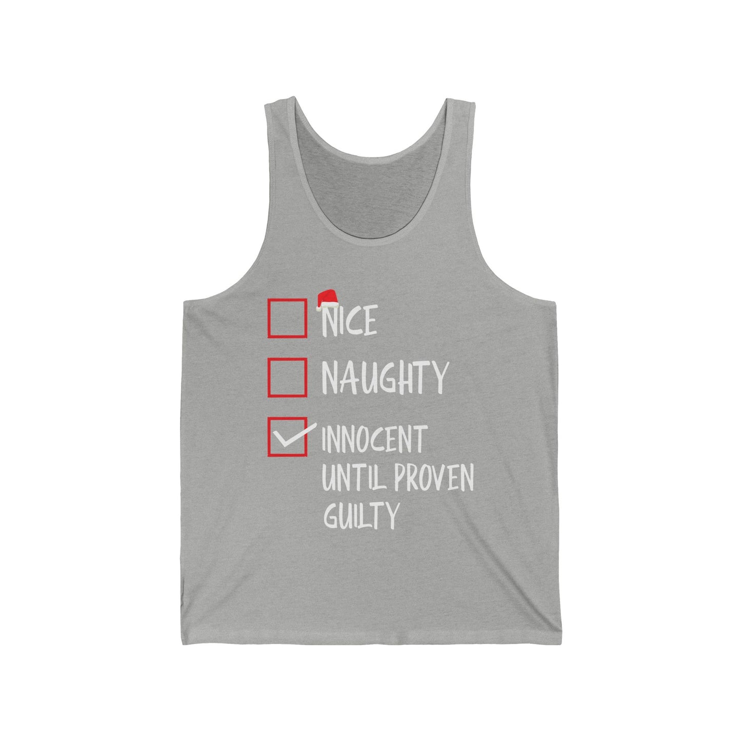 Nice Naughty Innocent Until Proven Guilty Christmas List Funny Tank Top