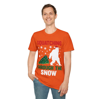 Squatching Through The Snow Funny Bigfoot Christmas Sasquatch T-Shirt