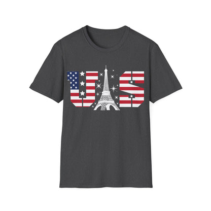 USA Eiffel Tower 2024 Summer Sports Patriotic Supporter T-Shirt For Men Women T-Shirt