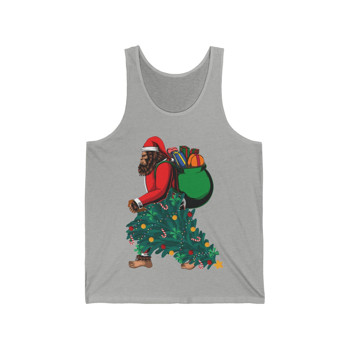 Bigfoot Santa Christmas Tree Lights Gifts Funny Xmas Sasquatch Tank Top For Men Women Tank Top