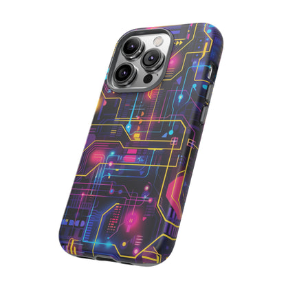 Cyberpunk Neon Vibrant Pattern iPhone 13 14 15 16 Pro Max Plus Case Wireless Charging Compatible Tough Cases Protection, Magnetic Phone Case for iPhone Classic Series