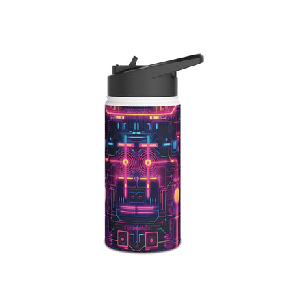 Cyberpunk Neon Pattern Stainless Steel Water Bottle with Twist-on Lid and Double-Wall Vacuum Insulation