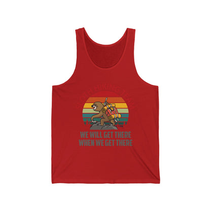 Retro Sloth Hiking Team We'll Get There When We Get There Hikers Hiking Tank Top