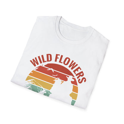 Wild Flowers and Wild Horses Vintage Sunset Country Cowgirl Cowboy T-Shirt For Men Women T-Shirt