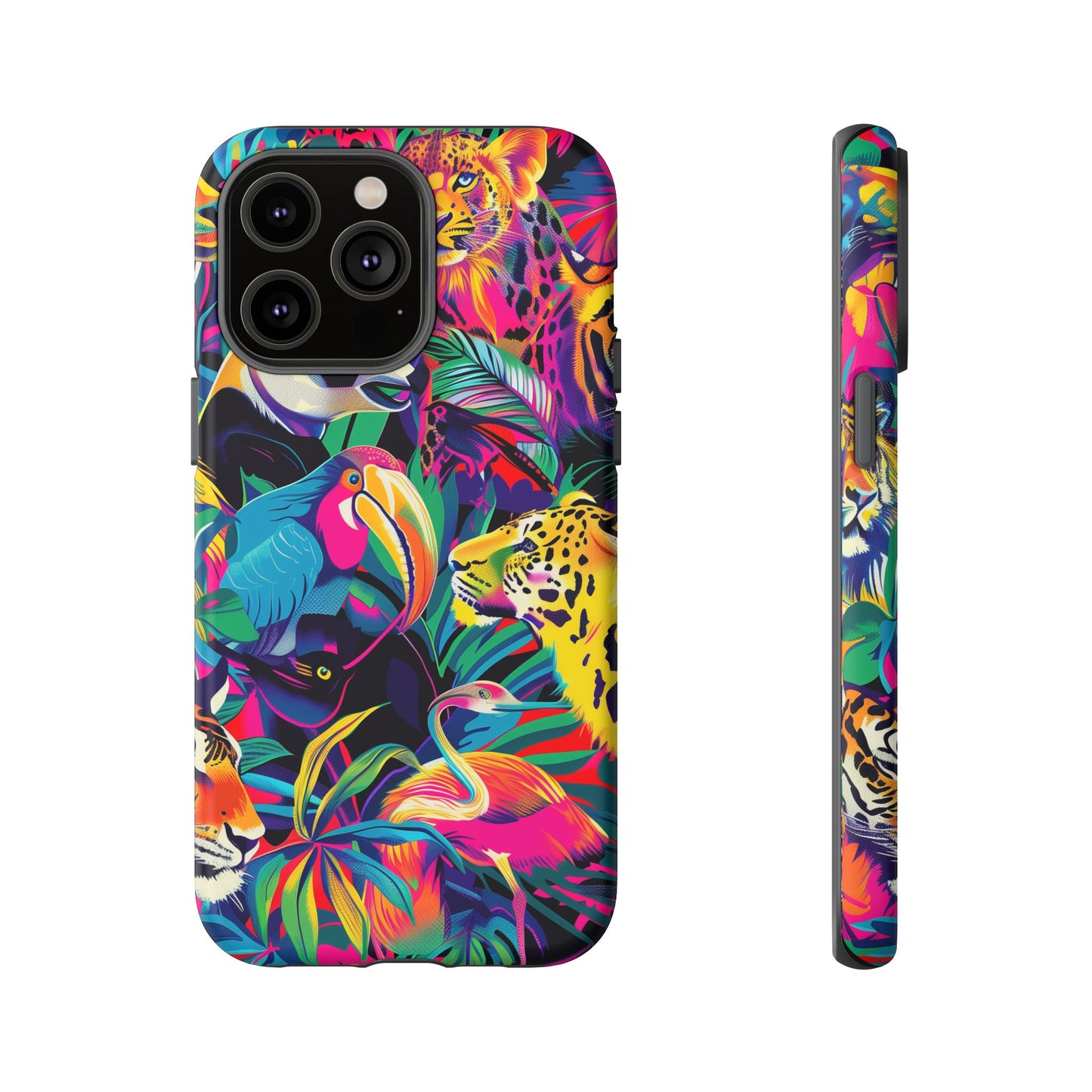 Animal Collage Pattern iPhone 13 14 15 16 Pro Max Plus Case Wireless Charging Compatible Tough Cases Protection, Magnetic Phone Case for iPhone Classic Series
