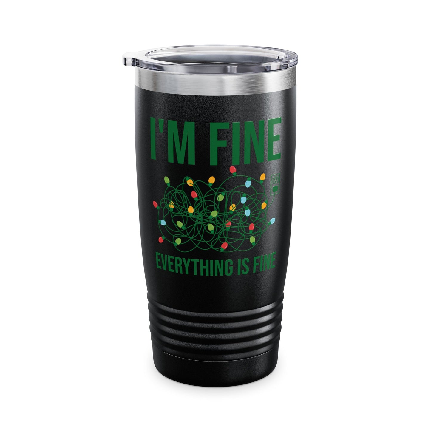 Funny I'm Fine Everything Is Fine Christmas Lights Xmas Tumbler Men Women