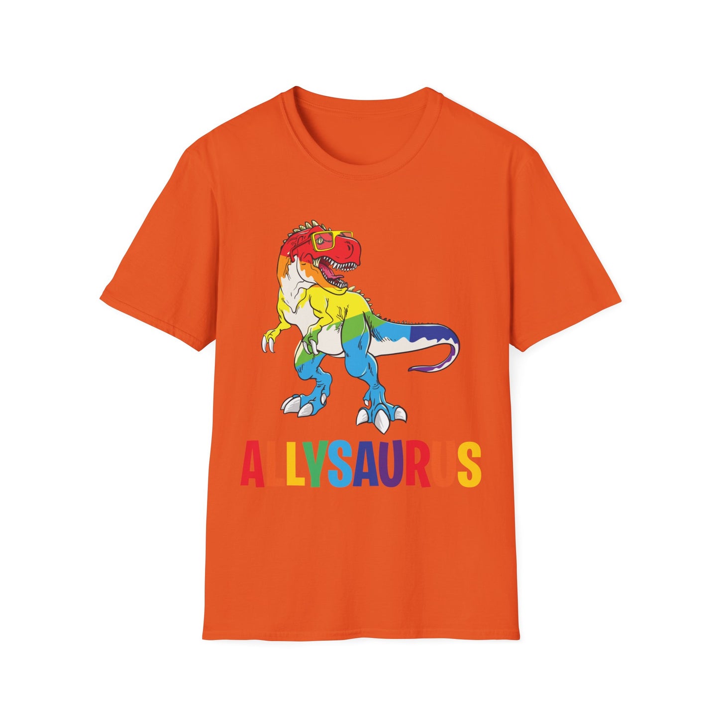 Allysaurus Dinosaur In Rainbow Flag For Ally LGBT Pride Gift T-Shirt