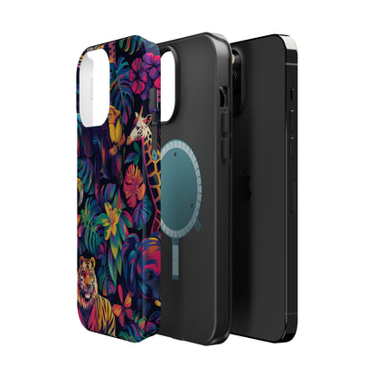 Animal Collage Vibrant Pattern iPhone 13 14 15 Pro Max Plus Case Compatible with MagSafe Tough Cases Protection, Magnetic Phone Case for iPhone  Classic Series