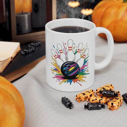 Bowling Game Day Colorful Bowling Paint Splatter Splash Coffee Mug For Men Women