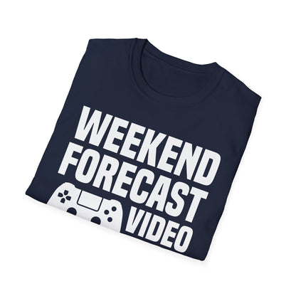 Funny Weekend Forecast Video Games and Pizza Gamer Gaming T-Shirt Men Women