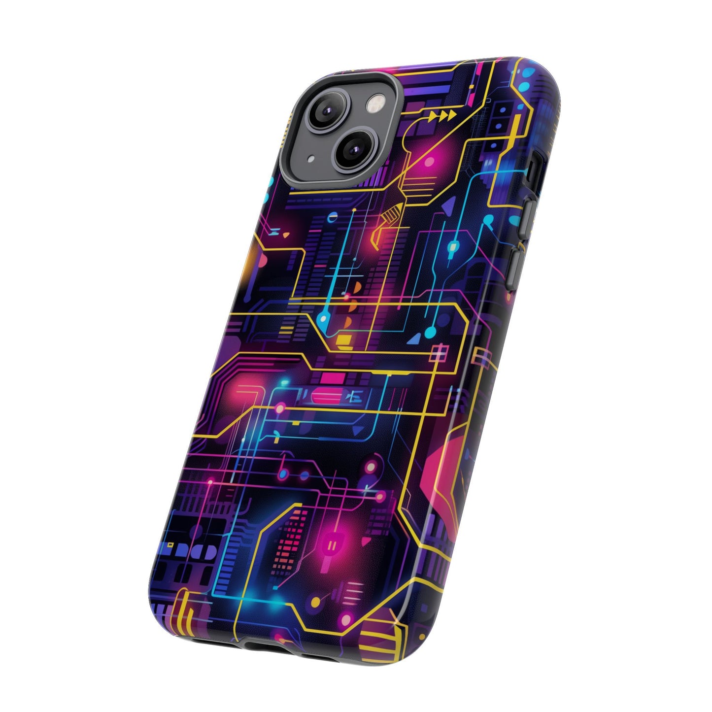 Cyberpunk Neon Vibrant Pattern iPhone 13 14 15 16 Pro Max Plus Case Wireless Charging Compatible Tough Cases Protection, Magnetic Phone Case for iPhone Classic Series