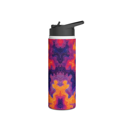 Electric Sunrise Pattern Stainless Steel Water Bottle with Twist-on Lid and Double-Wall Vacuum Insulation