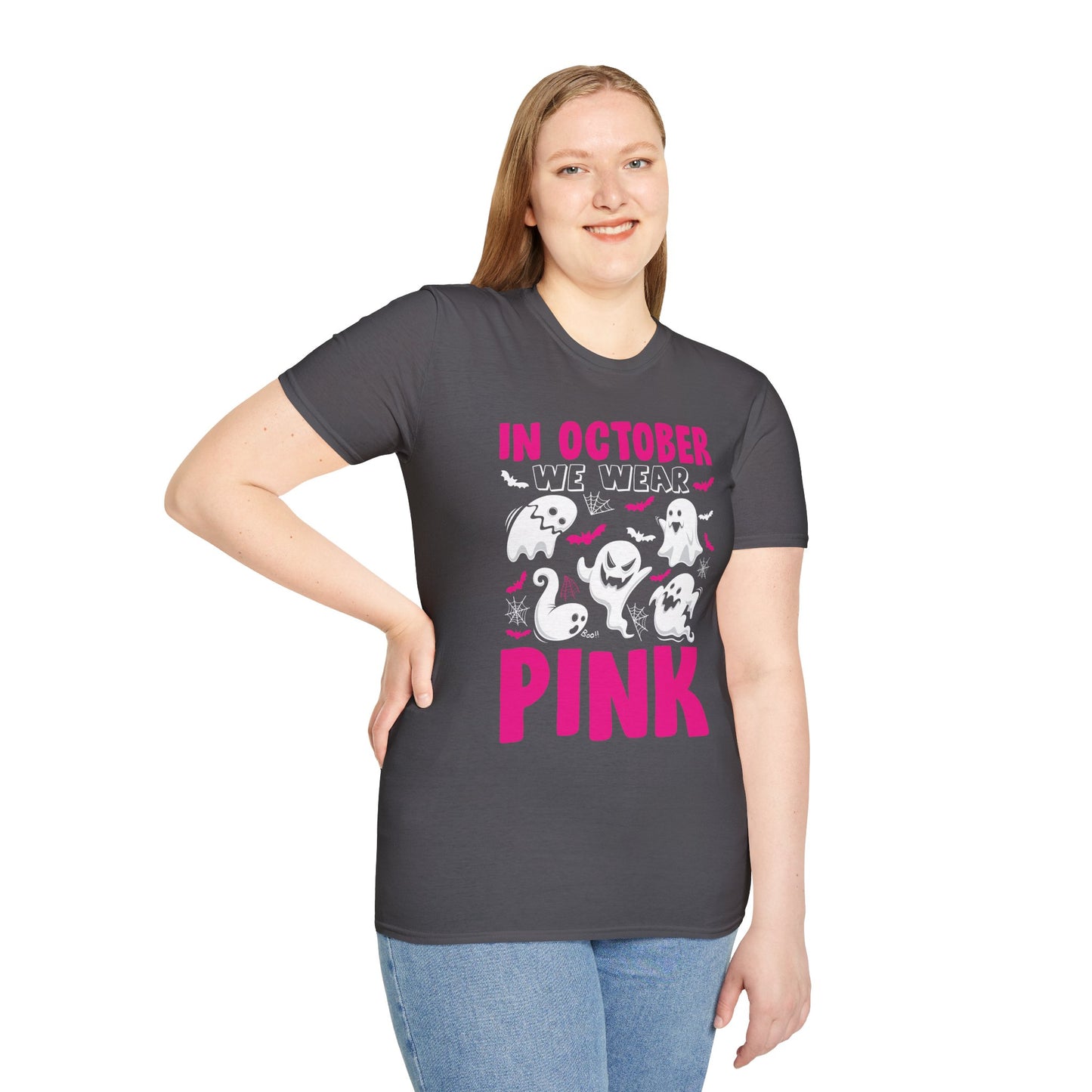 Groovy Wear Pink Breast Cancer Warrior Cute Ghost Halloween T-Shirt
