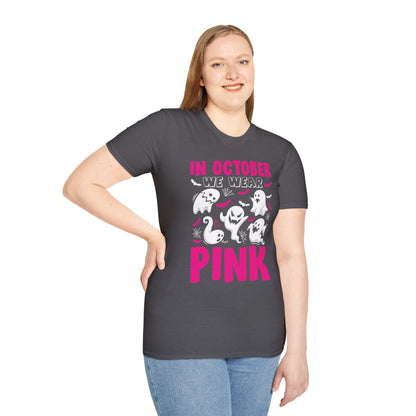 Groovy Wear Pink Breast Cancer Warrior Cute Ghost Halloween T-Shirt