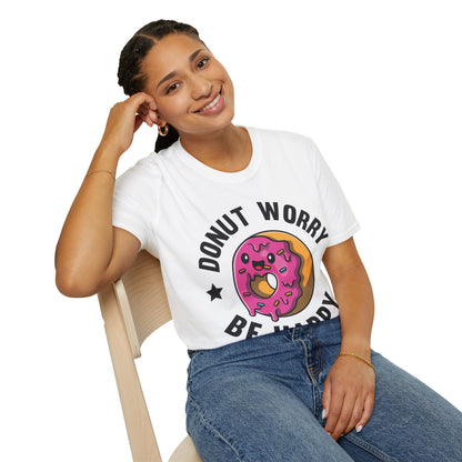 Funny Donut Worry Be Happy Foodie Donut Lovers T-Shirt For Men Women T-Shirt