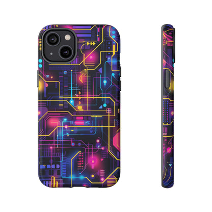 Cyberpunk Neon Vibrant Pattern iPhone 13 14 15 16 Pro Max Plus Case Wireless Charging Compatible Tough Cases Protection, Magnetic Phone Case for iPhone Classic Series