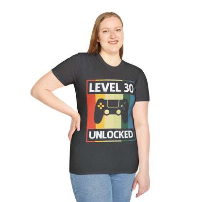 Funny Level 30 Unlocked Video Gamer Gaming 30th Birthday T-Shirt for Men Women