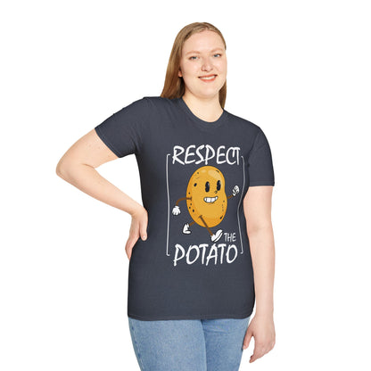 Funny Respect The Potato Gift Men Cute Root Vegetable Lovers Vegan T-Shirt For Men Women T-Shirt