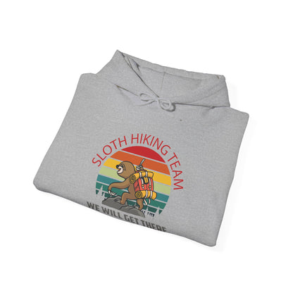 Retro Sloth Hiking Team We'll Get There When We Get There Hikers Hiking Hoodie