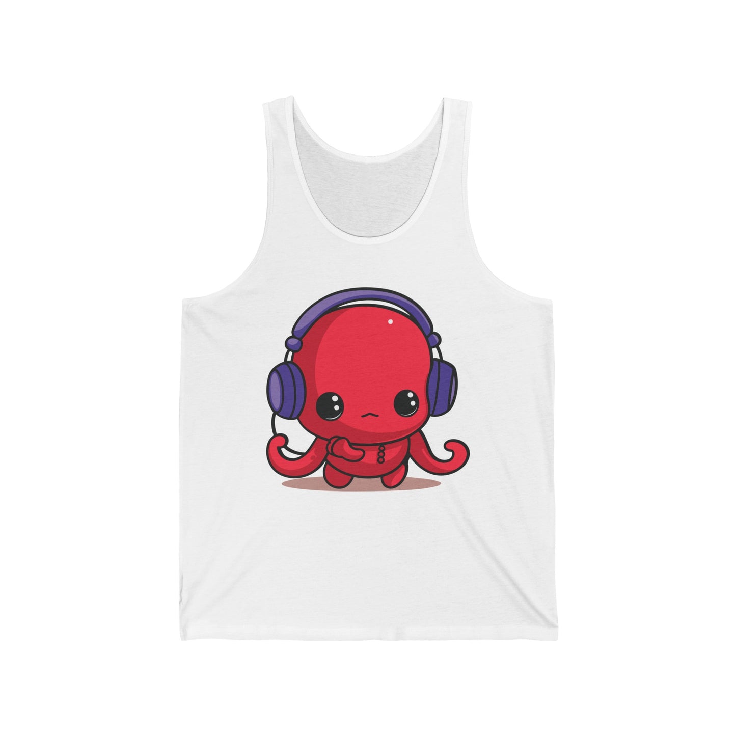 Cute Kawaii Octopus Cartoon Wearing Headphones Music Pop Tank Top For Men Women Tank Top