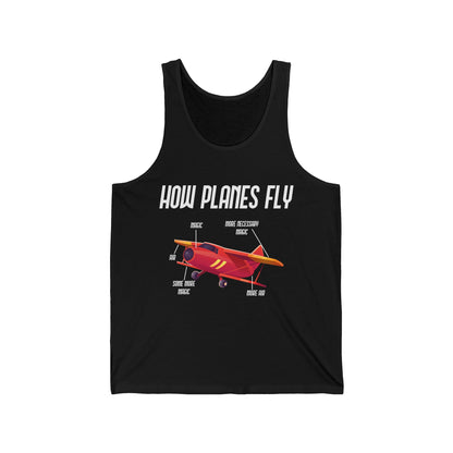 Funny How Planes Fly Airplane Parts Design for Flight Lovers Tank Tops For Men Women