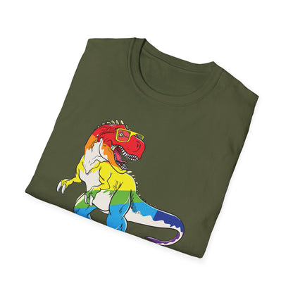 Allysaurus Dinosaur In Rainbow Flag For Ally LGBT Pride Gift T-Shirt