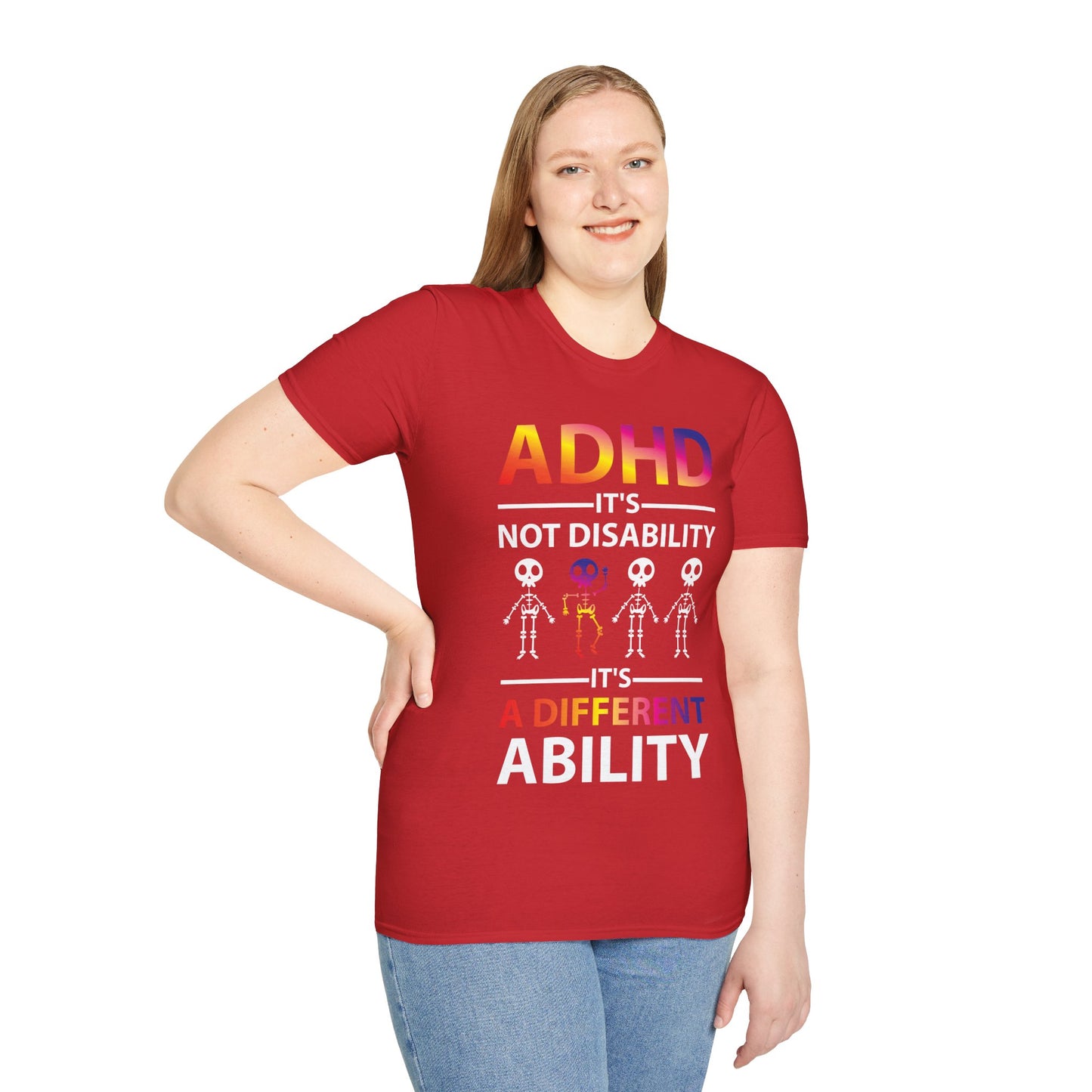 ADHD Its Not Disability Its A Different Ability Skeleton Retro T-Shirt Men Women