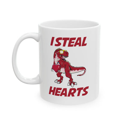 Valentines Day Dinosaur T rex Lover I Steal Hearts Coffee Mug Men Women Kids Boy