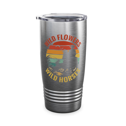 Wild Flowers and Wild Horses Vintage Sunset Country Cowgirl Cowboy Tumbler For Men Women Tumbler