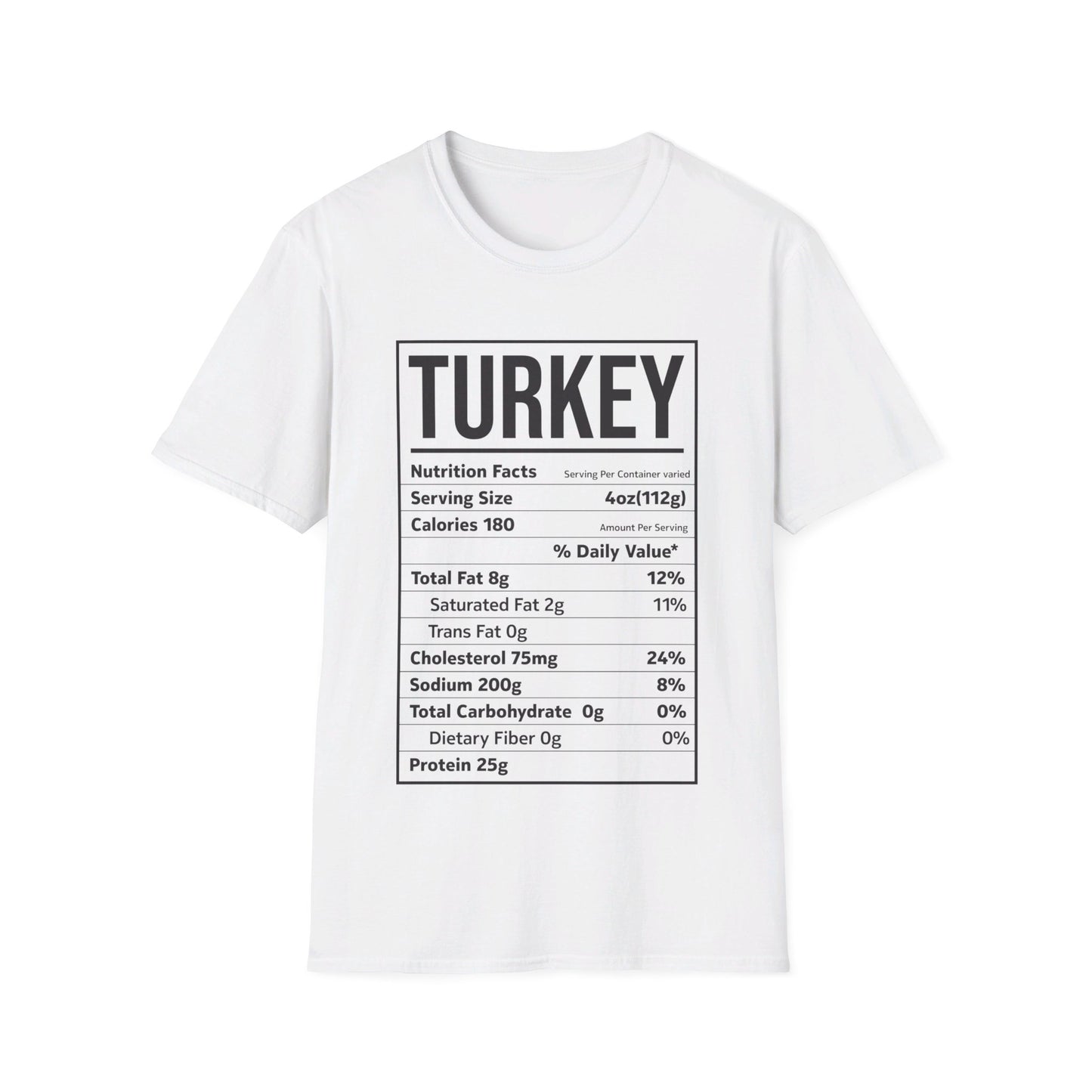 Turkey Nutrition Facts Funny Family Matching Thanksgiving Christmas T-Shirt For Men Women