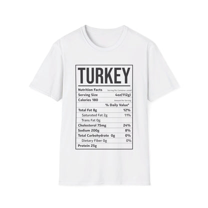 Turkey Nutrition Facts Funny Family Matching Thanksgiving Christmas T-Shirt For Men Women