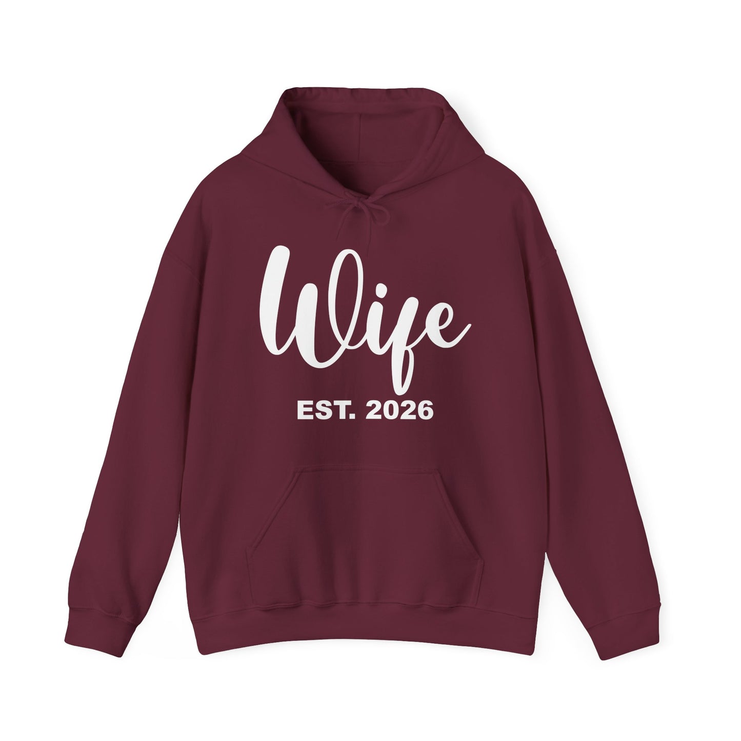 Funny Wife Est 2026 Just Married Bride Honeymoon Couple Wedding Hoodie For Women