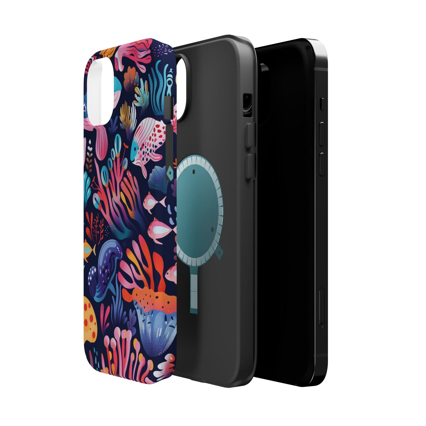 Underwater World Pattern iPhone 13 14 15 Pro Max Plus Case Compatible with MagSafe Tough Cases Protection, Magnetic Phone Case for iPhone  Classic Series