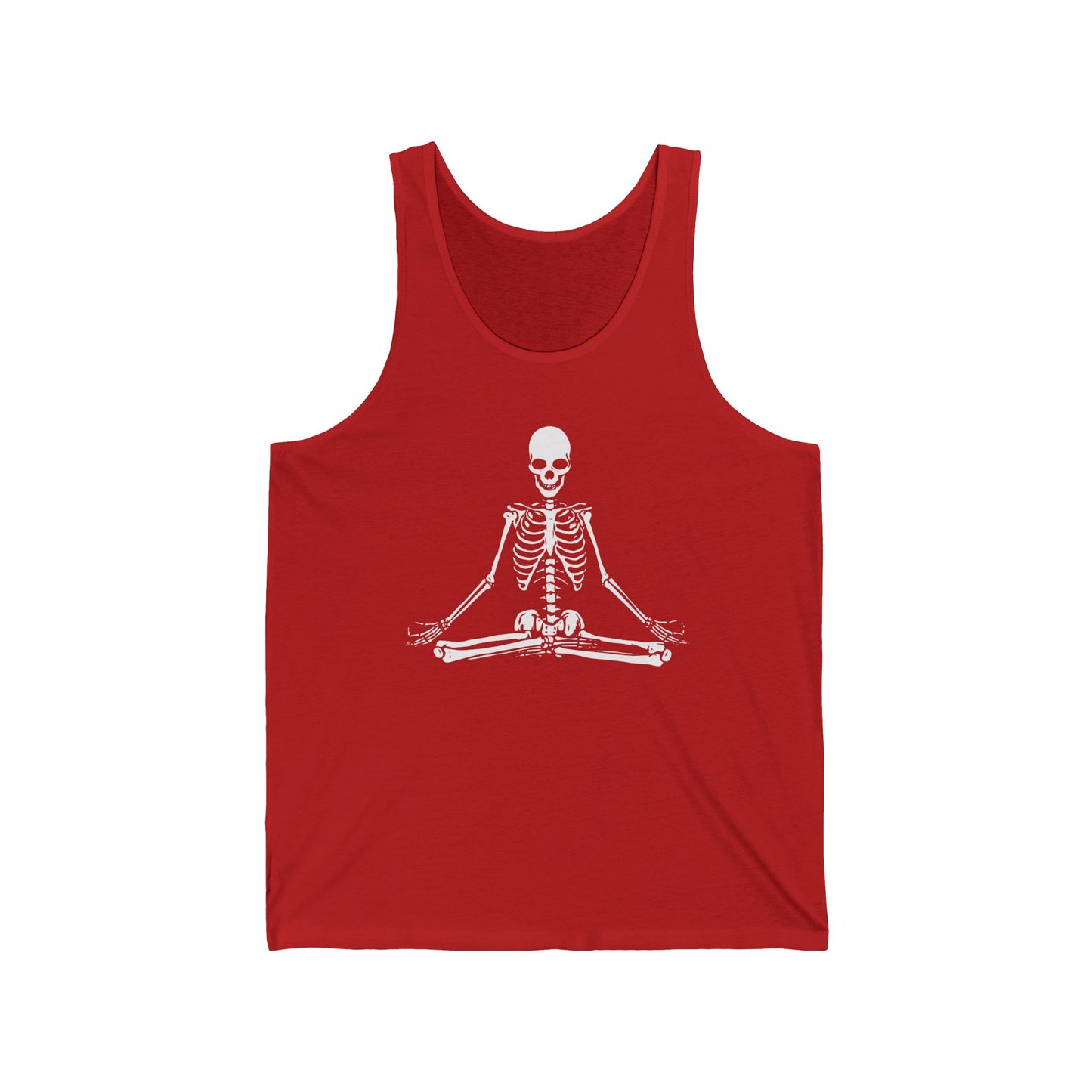 Meditating Skeleton Funny Freaky Yoga Zen Balance Halloween Costume Top for Men Women Tank top