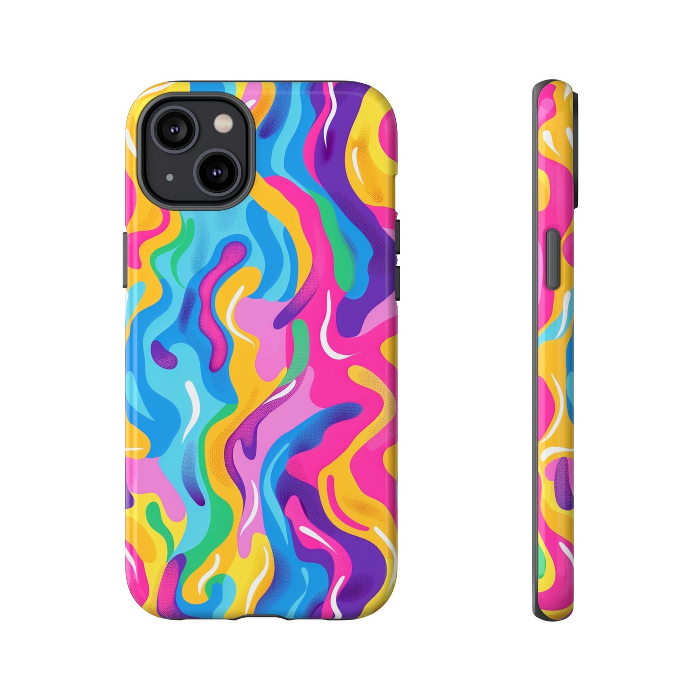 Rainbow Splash Pattern iPhone iPhone 13 14 15 16 Pro Max Plus Case Wireless Charging Compatible Tough Cases Protection, Magnetic Phone Case for iPhone Classic Series