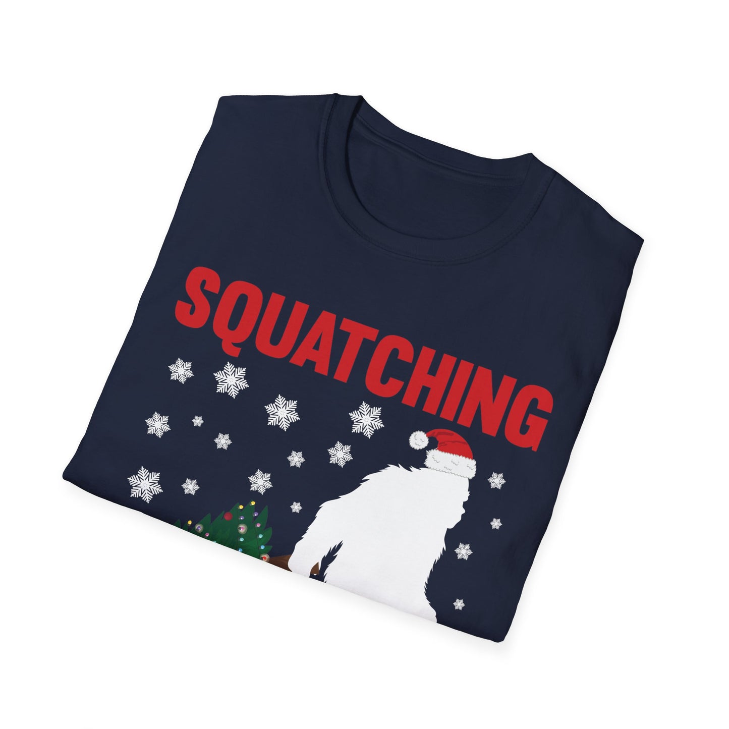 Squatching Through The Snow Funny Bigfoot Christmas Sasquatch T-Shirt