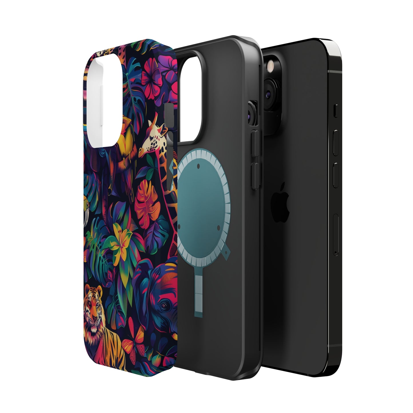 Animal Collage Vibrant Pattern iPhone 13 14 15 Pro Max Plus Case Compatible with MagSafe Tough Cases Protection, Magnetic Phone Case for iPhone  Classic Series