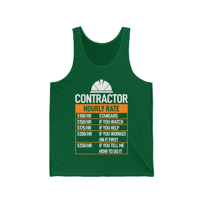 Funny Contractor Hourly Rate Price Chart Contractor Sarcastic Gift Tank Tops