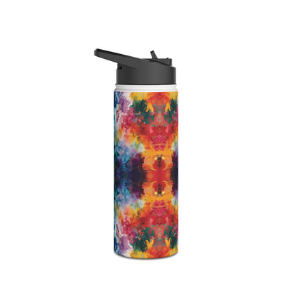 Tie-Dye Dream Vibrant Pattern Stainless Steel Water Bottle with Twist-on Lid and Double-Wall Vacuum Insulation